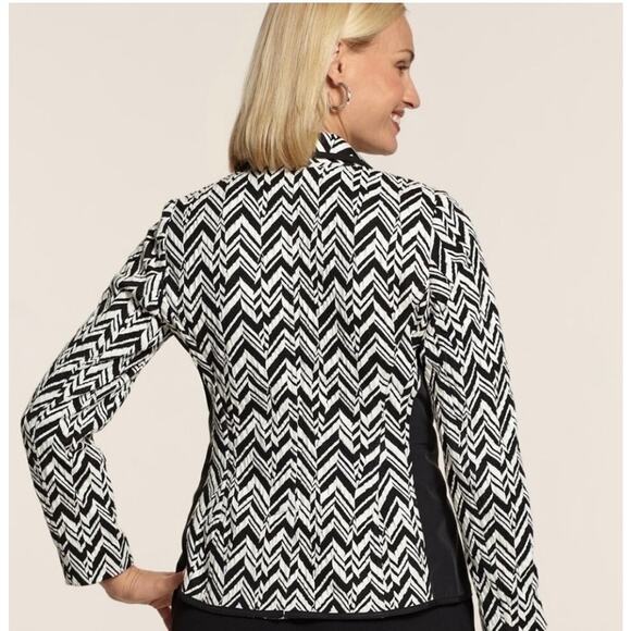 CHICOS | Womens Textured Chevron Blazer $159 Size Large One Button Mixed Media - Picture 12 of 14